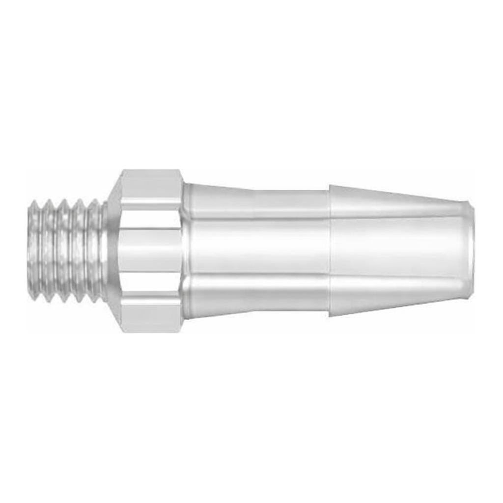 10-32 UNF Thread with 1/4` Hex to 200 Series Barb, 5/32` (4.0 mm) ID Tubing