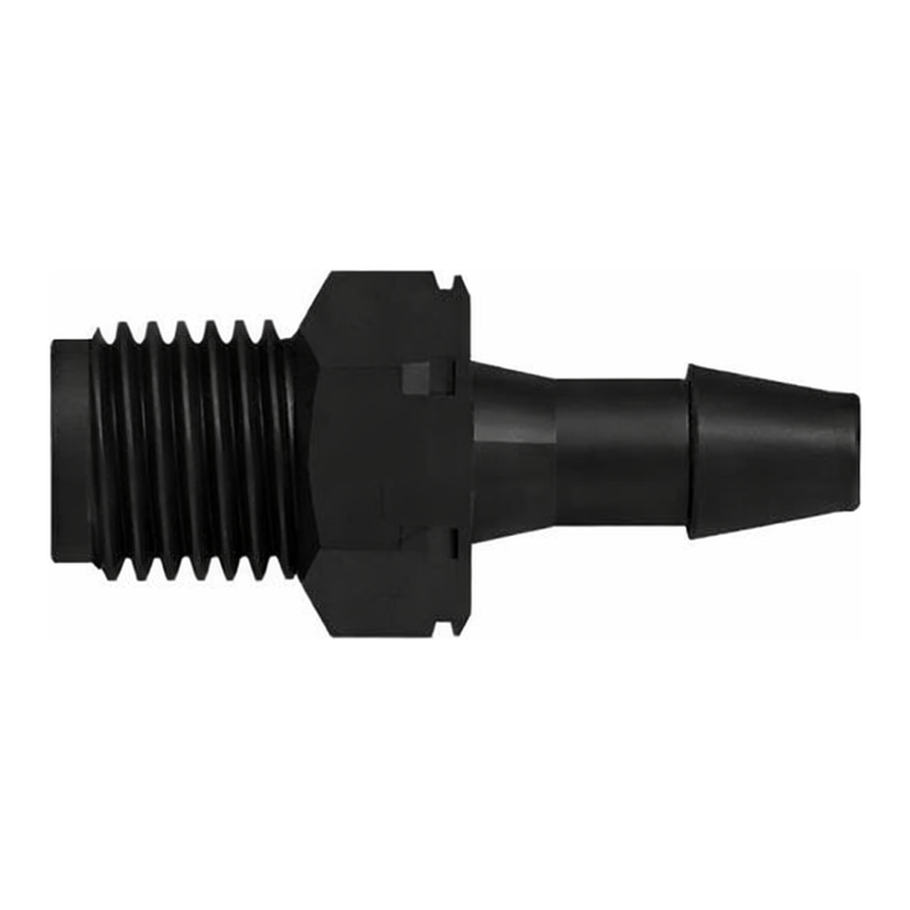 M5x.8 Thread with 1/4` Hex to 200 Series Barb, 3/32` (2.4 mm) ID Tubing