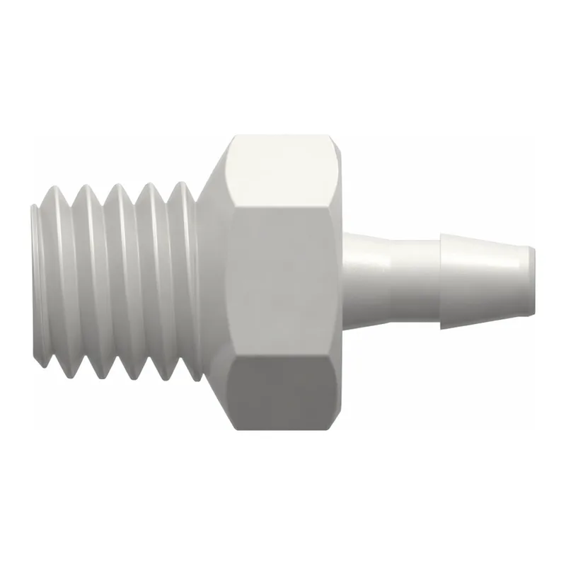 10-32 Special Tapered Thread with 1/4` Hex to 200 Series Barb, 1/16` (1.6 mm) ID Tubing