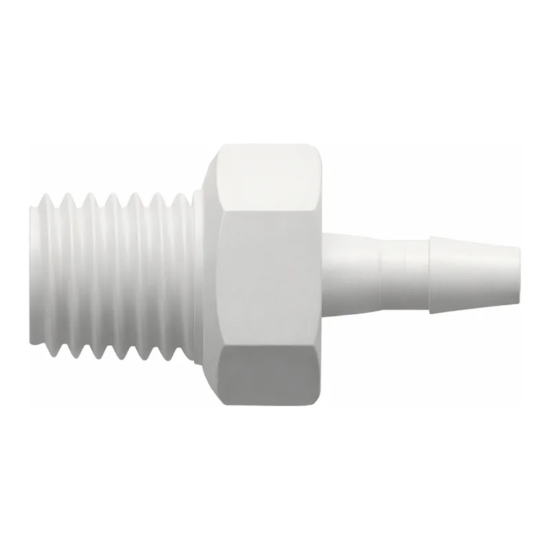 10-32 Special Tapered Thread Elbow with 1/4` Hex to 200 Series Barb, 1/16` (1.6 mm) ID Tubing
