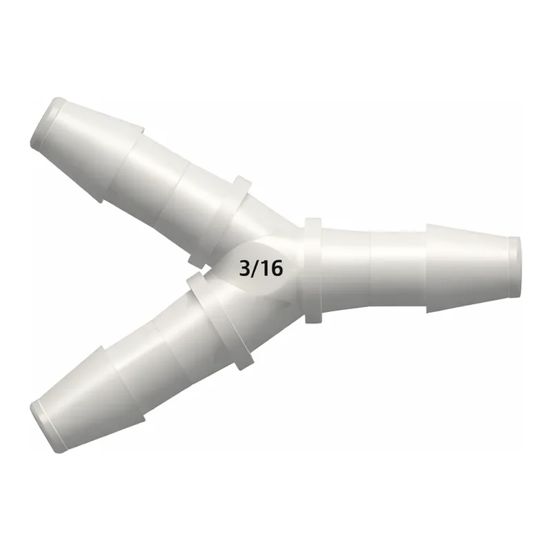 Y Tube Fitting with 200 Series Barbs, 1/4` (6.4 mm) ID Tubing