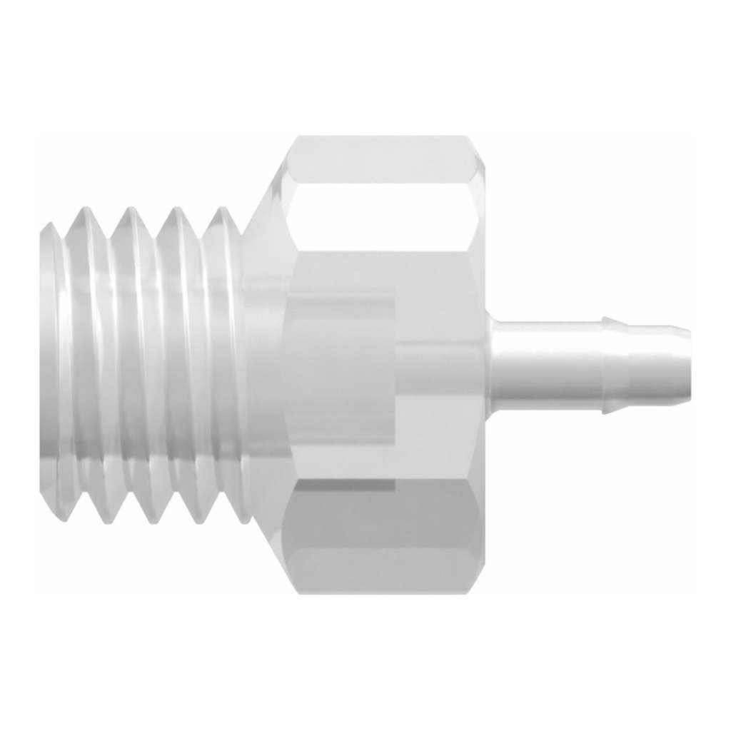 1/4-28 UNF Thread with 5/16` Hex to 400 Series Barb, 1/16` (1.6 mm) ID Tubing