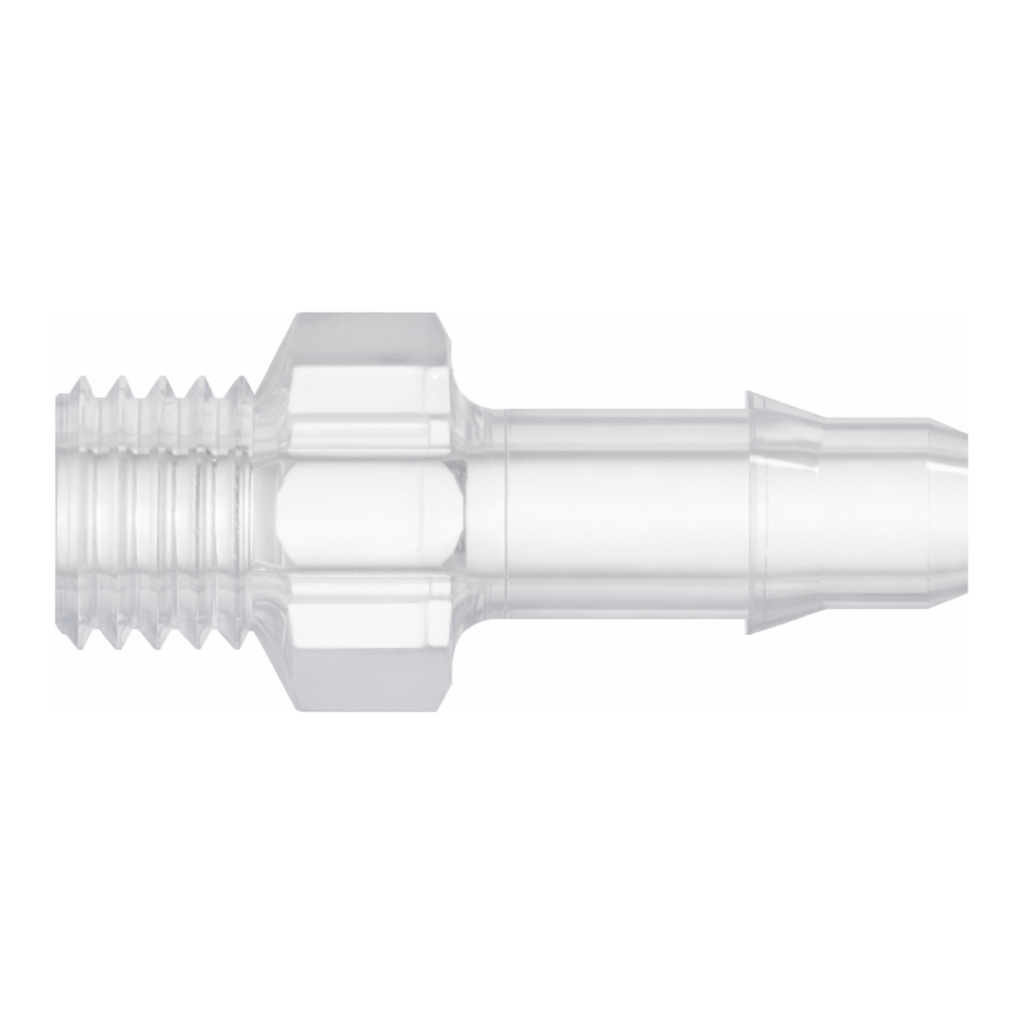 1/4-28 UNF Thread with 5/16` Hex to 400 Series Barb, .170` (4.3 mm) ID Tubing