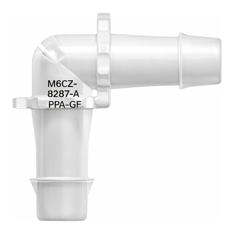 Elbow Tube Fitting with 500 Series Barbs, 3/8` (9.5 mm) ID Tubing
