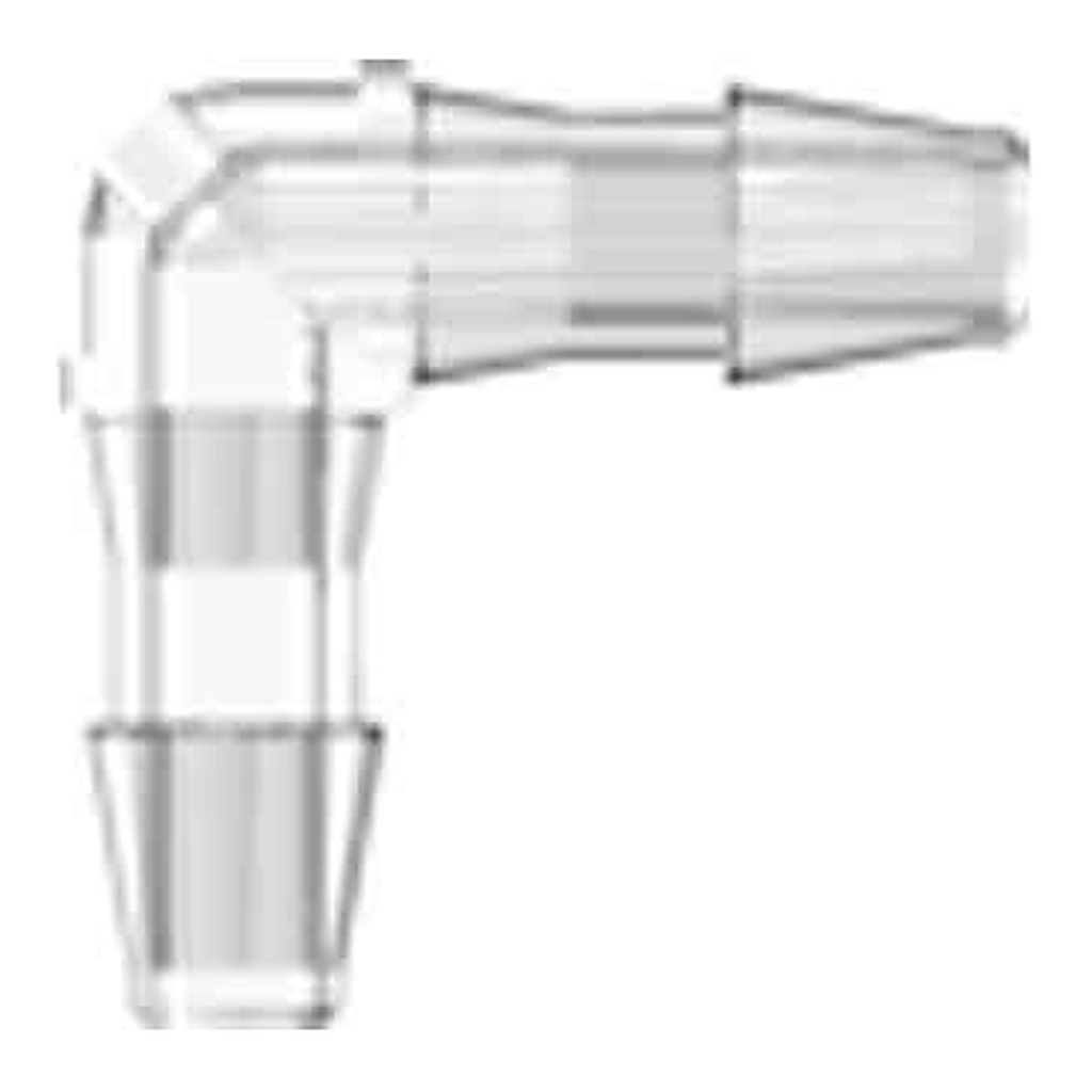 Elbow Tube Fitting with 200 Series Barbs, 1/16` (1.6 mm) ID Tubing