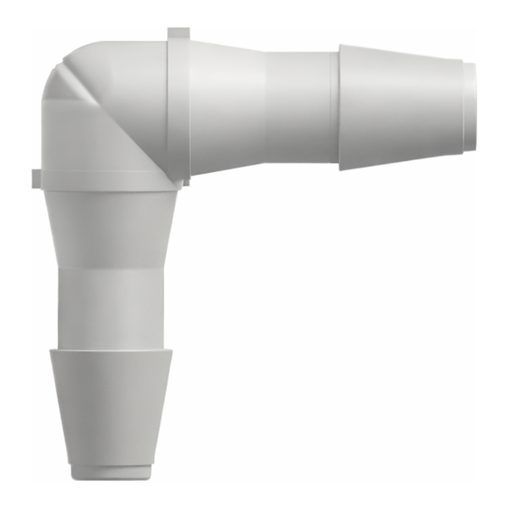 Elbow Tube Fitting with 200 Series Barbs, 3/32` (2.4 mm) ID Tubing