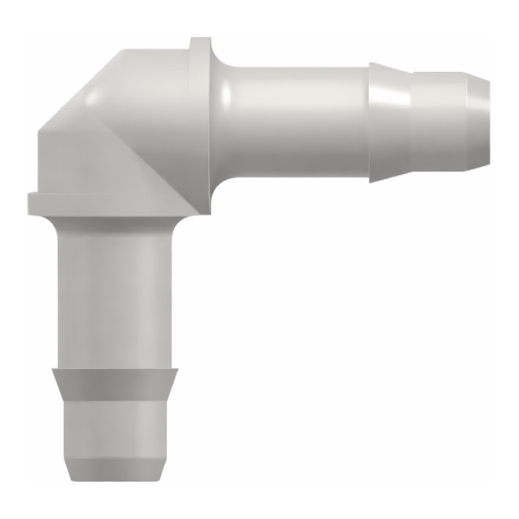 Elbow Tube Fitting with 400 Series Barbs, 1/8` (3.2 mm) ID Tubing