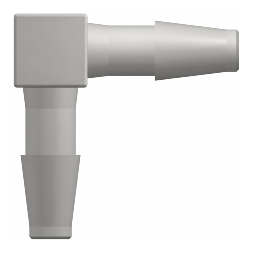 Elbow Tube Fitting with Classic Series Barbs, 1/4` (6.4 mm) ID Tubing