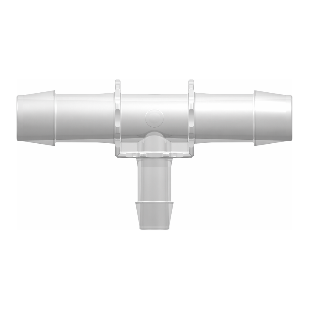 Tee Reduction Connector with 600 Series Barbs, (2X) 3/4` (19.0 mm) and 1/2` (12.7 mm) ID Tubing