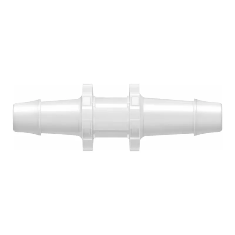 Straight Through Reduction Tube Fitting with 500 Series Barbs, 1/4` (6.4 mm) and 3/16` (4.8 mm) ID Tubing
