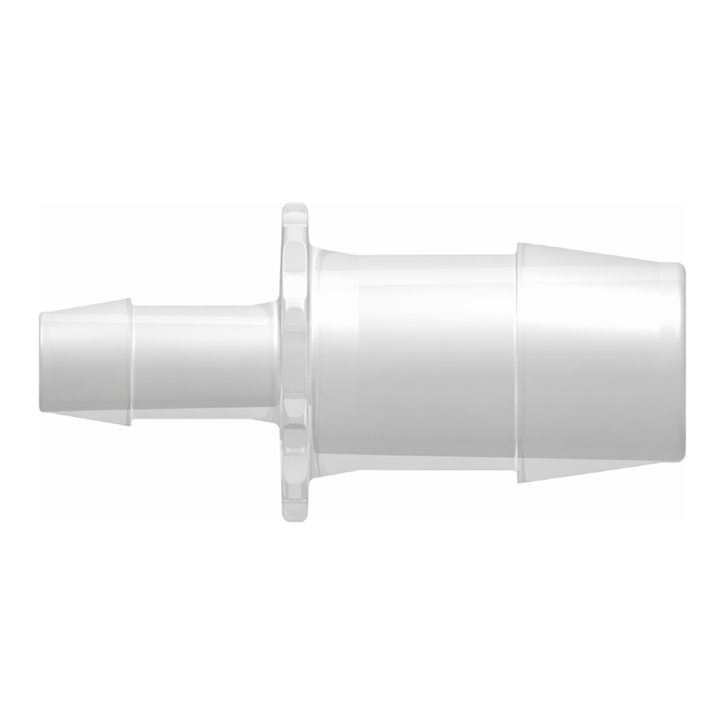 Straight Through Reduction Tube Fitting with 600 Series Barbs, 1` (25.4 mm) and 1/2` (12.7 mm) ID Tubing