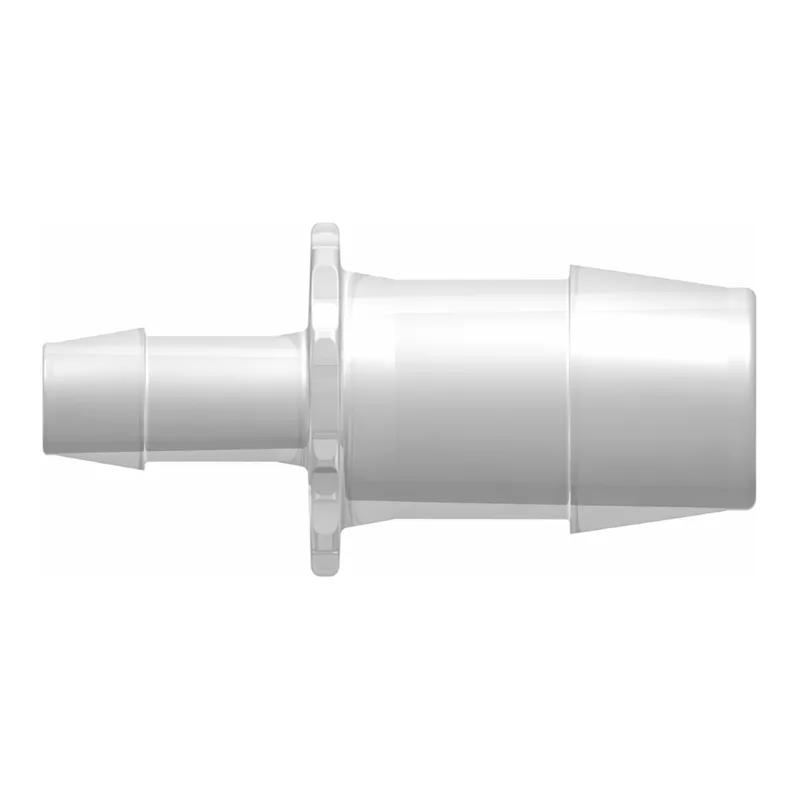 Straight Through Reduction Tube Fitting with 600 Series Barbs, 3/4` (19 mm) and 1/2` (12.7 mm) ID Tubing