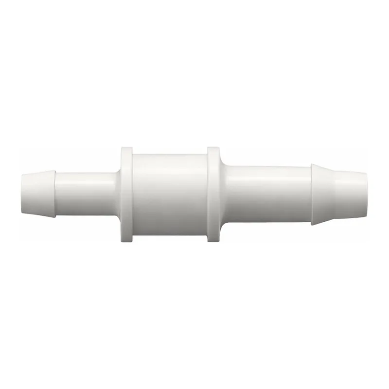 Straight Through Reduction Tube Fitting with 400 Series Barbs, 3/32` (2.4 mm) and 1/16` (1.6 mm) ID Tubing