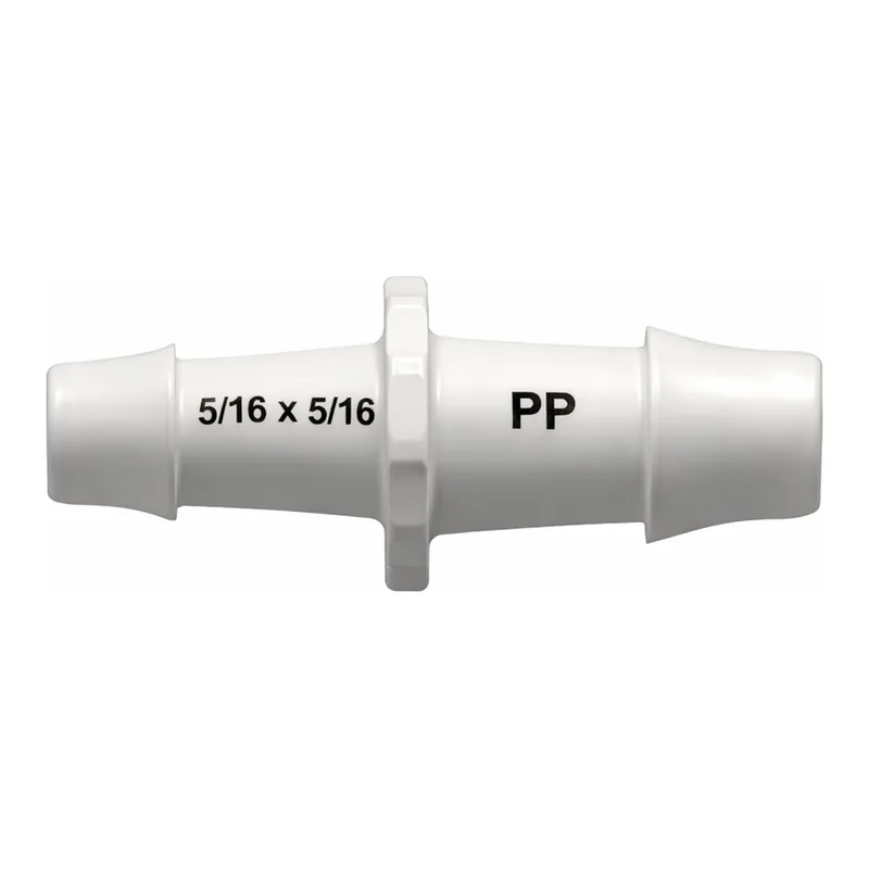 Straight Through Reduction Tube Fitting with 500 Series Barbs, 1` (25.4 mm) and 3/4` (19.0 mm) ID Tubing