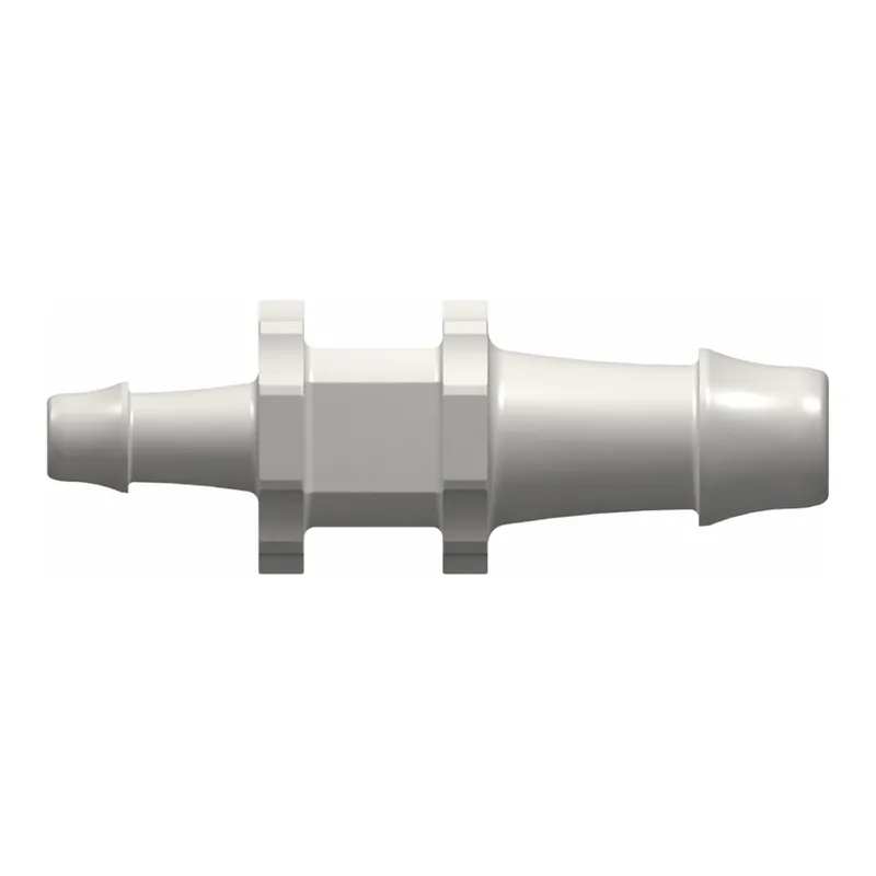 Straight Through Reduction Tube Fitting with 500 Series Barbs, 1/4` (6.4 mm) and 5/32` (4.0 mm) ID Tubing