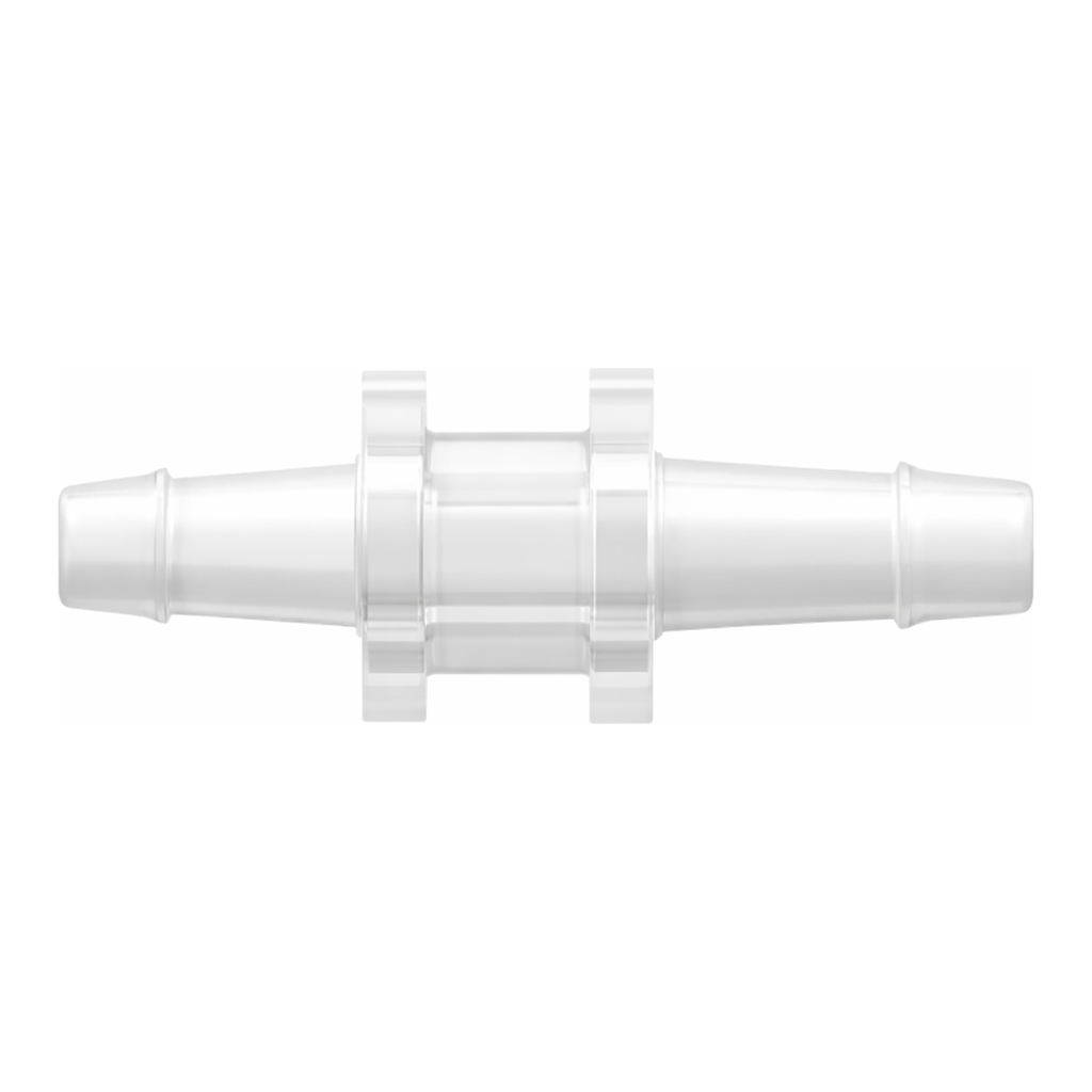 Straight Through Reduction Tube Fitting with 500 Series Barbs, 3/16` (4.8 mm) and 5/32` (4.0 mm) ID Tubing