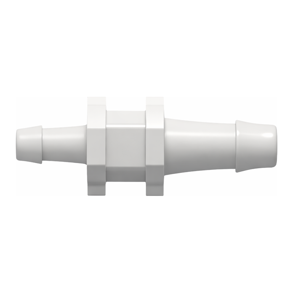 Straight Through Reduction Tube Fitting with 500 Series Barbs, 3/16` (4.8 mm) and 1/8` (3.2 mm) ID Tubing