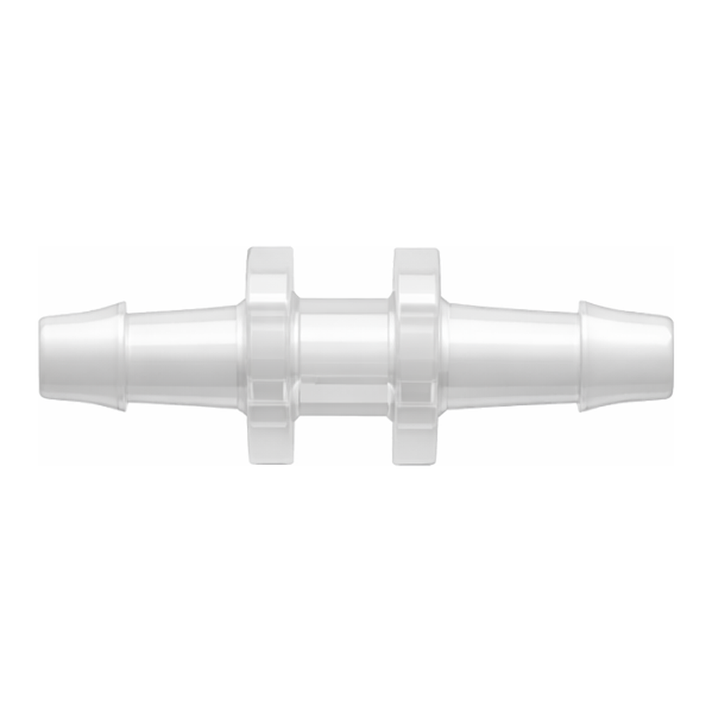 Straight Through Reduction Tube Fitting with 500 Series Barbs, 3/32` (2.4 mm) and 1/16` (1.6 mm) ID Tubing