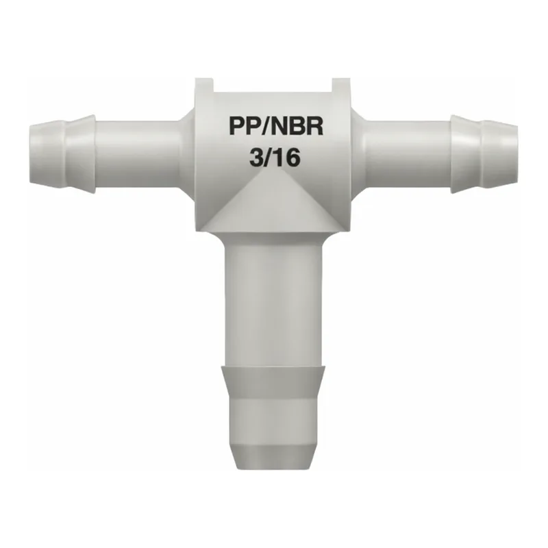 Tee Reduction Tube Fitting with 400 Series Barbs, 3/32` (2.4 mm) and 1/8` (3.2 mm) ID Tubing