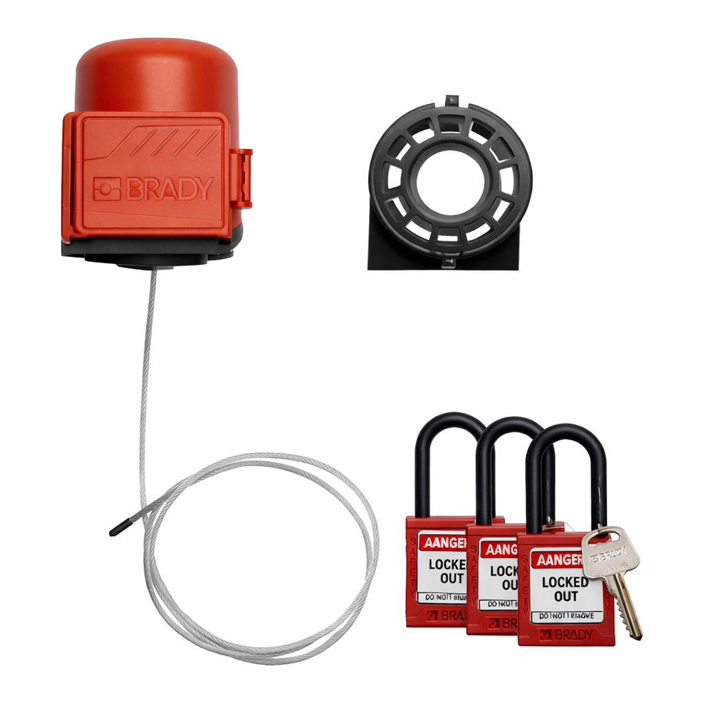 Brady No-Handle Valve Lockout with Nylon Safety Lockout Padlock 3 Pack
