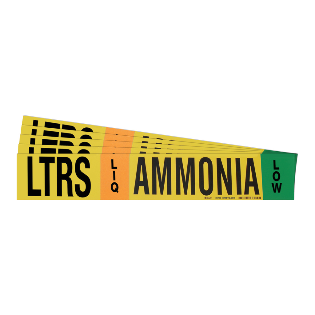 Brady LTRS LIQ VAP AMMONIA LOW Polyester Pipe Markers