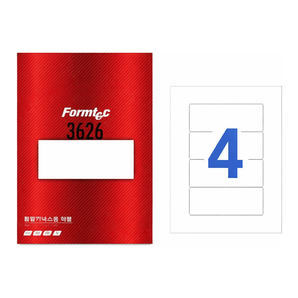OFFICENEX 화일인덱스용 라벨(4칸/100매/LS-3626/폼텍)친환경 인증 상품