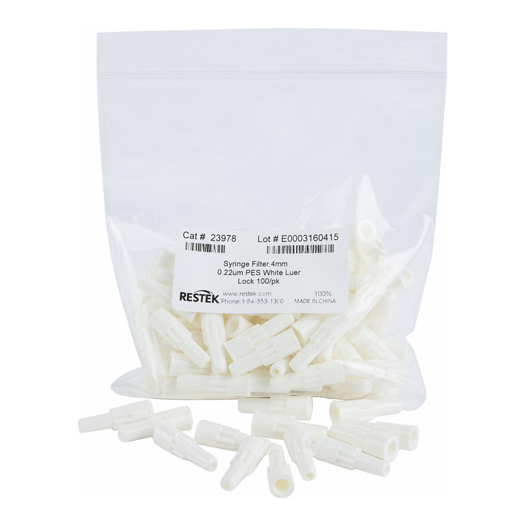 Restek Syringe Filter, 4mm, 0.22um PES White Luer Lock 100-pk