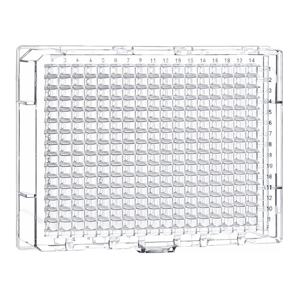 Greiner Bio One MICROPLATE, 384 WELL, PS, F-BOTTOM, CLEAR,CELLSTAR®, CELL REPELLENT SURFACE, LID, STERILE, SINGLE PACKED