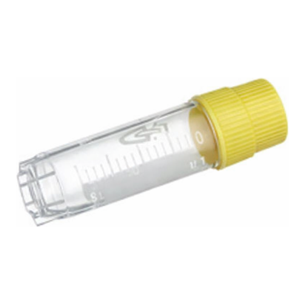 Greiner Bio One CRYO.S, 2 ML, PP, ROUND BOTTOM,EXTERNAL THREAD, YELLOW SCREW CAP, WRITING AREA, STARFOOT, NATURAL, STERILE, 100 PCS./BAG