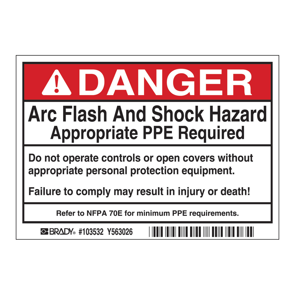 Brady DP- 3.5X5 ARC FLASH & SHOCK LBL, 5 Package
