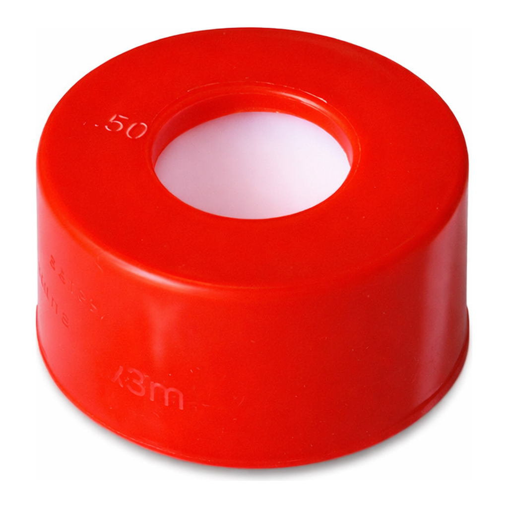 Waters Red, 12 x 32 mm Snap Neck Cap and PTFE Septum, 100/pk