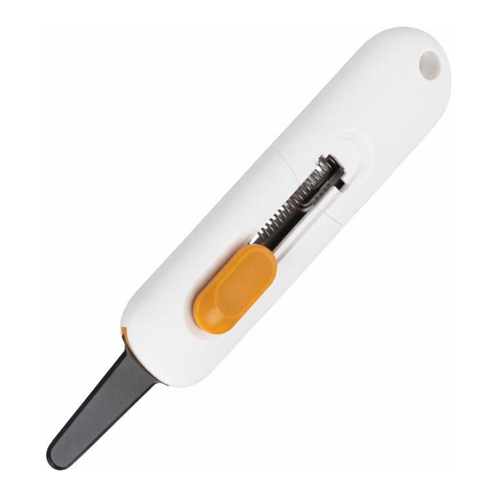 OFFICENEX DELI TD700 오토락 라운드팁 슬라이딩 톱날커터칼 화이트(109*28*20mm)