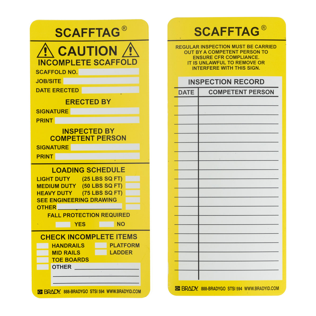 Brady SCAFFTAG Inserts