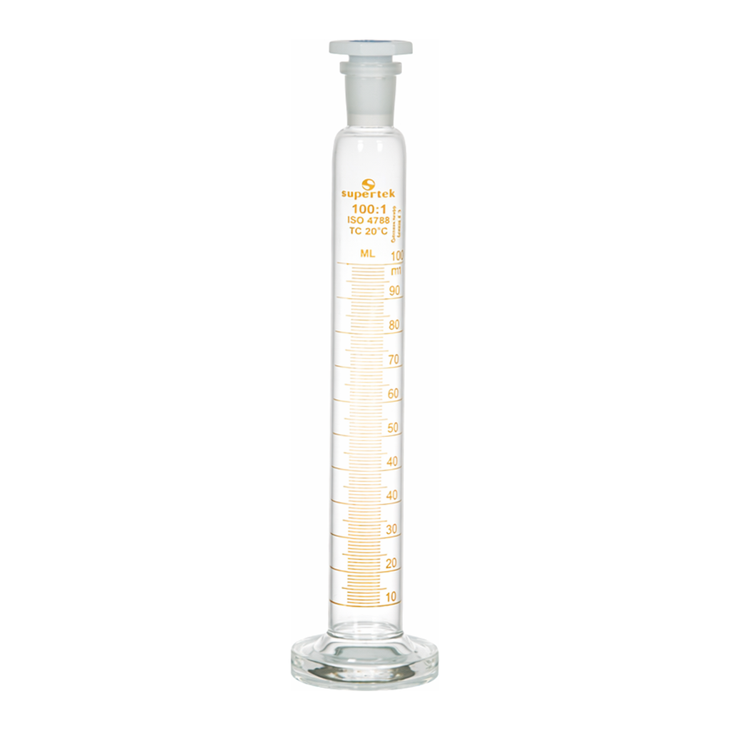 Supertek Measuring Cylinder, With Stoppers, Round Base, Class B (DIN)