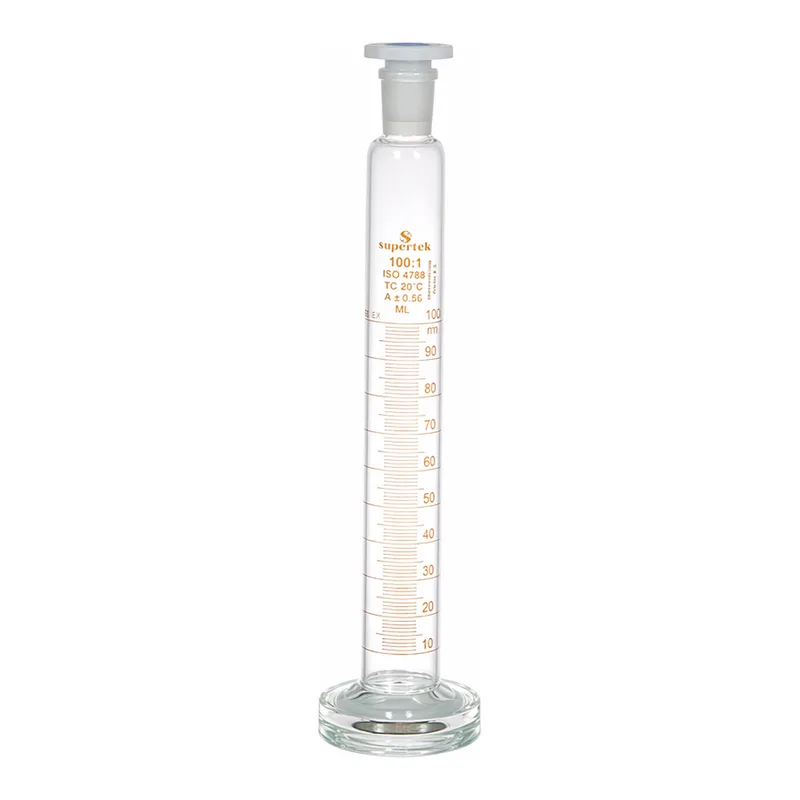 Supertek Measuring Cylinder, Round Glass Base And Interchangeable Polypropylene Stopper