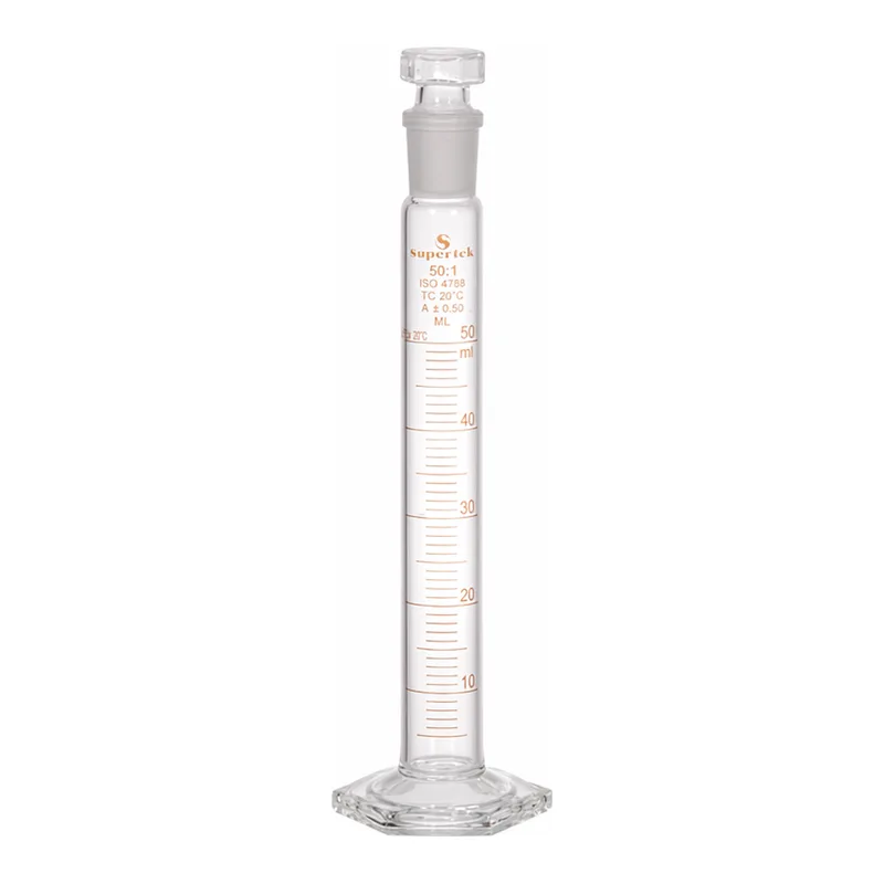 Supertek Measuring Cylinder with Hexagonal Glass Base & Interchangeable Glass Stopper