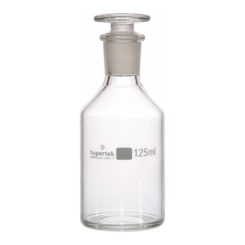 Supertek Bottle ,Reagent Interchangeable Glass Stopper, Narrow Mouth ,Clear