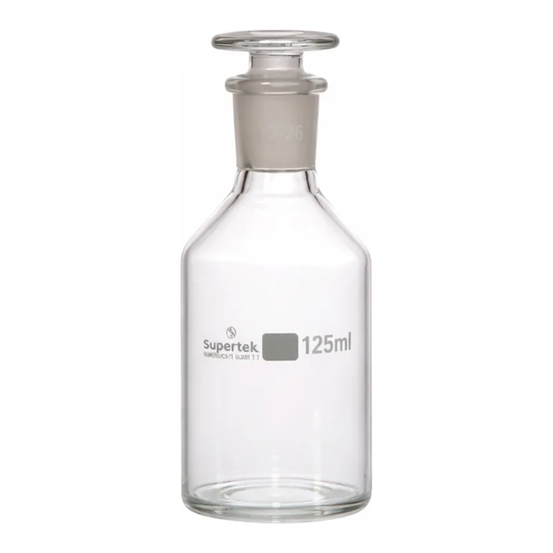 Supertek Bottle ,Reagent Interchangeable Glass Stopper, Narrow Mouth ,Clear