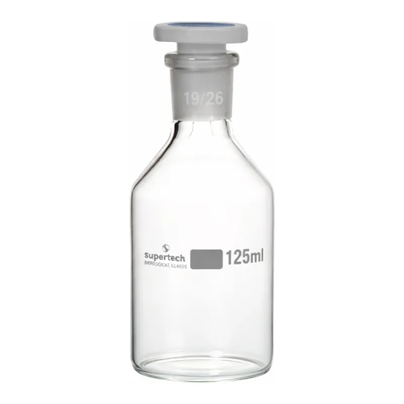 Supertek Reagent Bottle, Clear Glass, Polypropylene Stopper