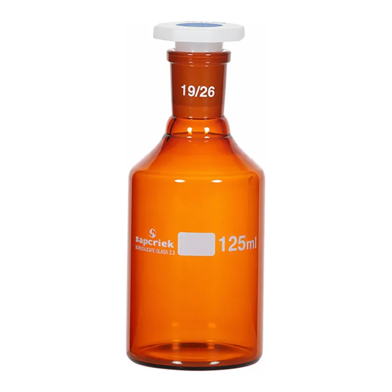 Supertek Reagent Bottle, Amber Glass, Polypropylene Stopper