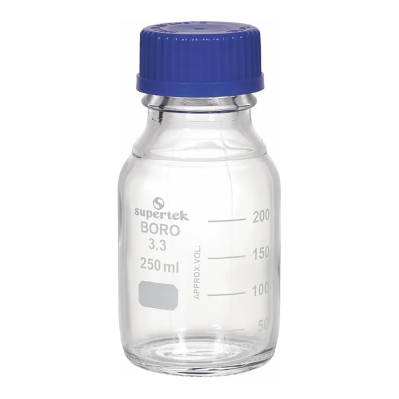 Supertek Reagent Bottle, Clear Glass, With Screw Cap