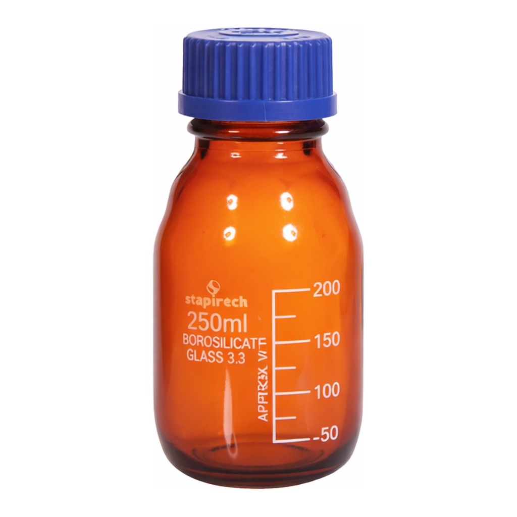 Supertek Reagent Bottle, Amber Glass, With Screw Cap