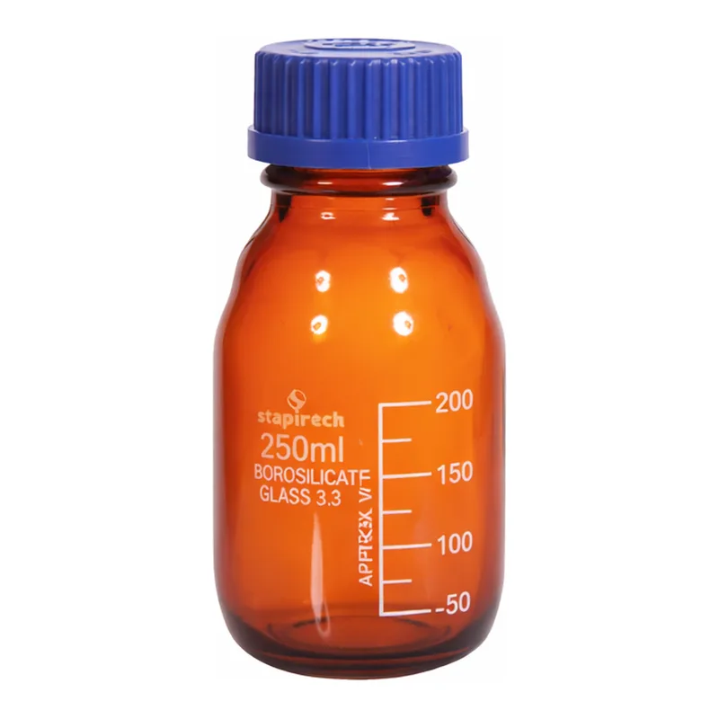 Supertek Reagent Bottle, Amber Glass, With Screw Cap