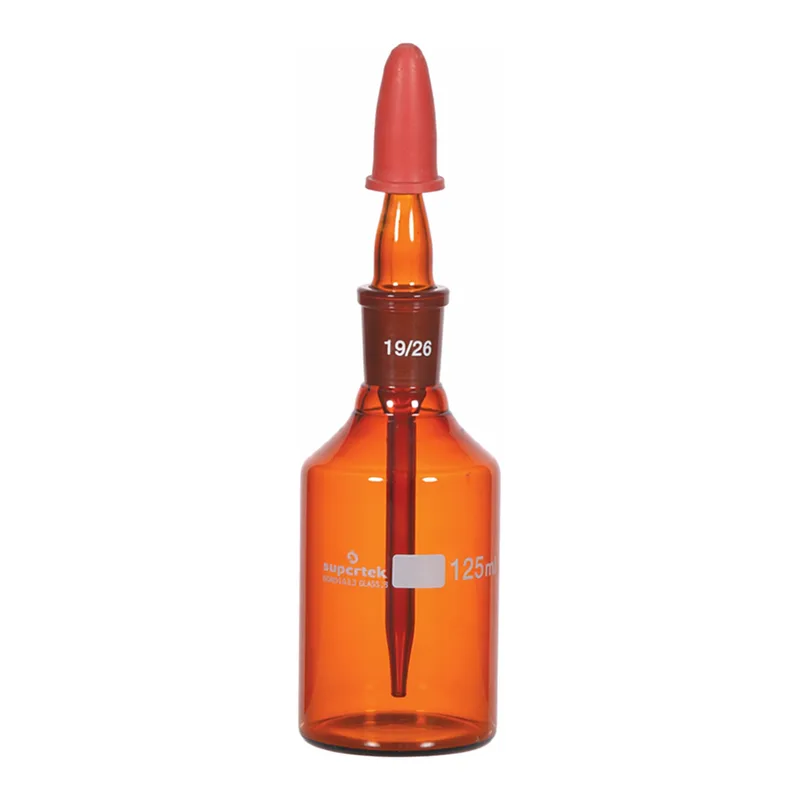 Supertek Dropping Bottle With Rubber Teat,Dropping Pipette Ground Into Bottle Neck Amber Glass
