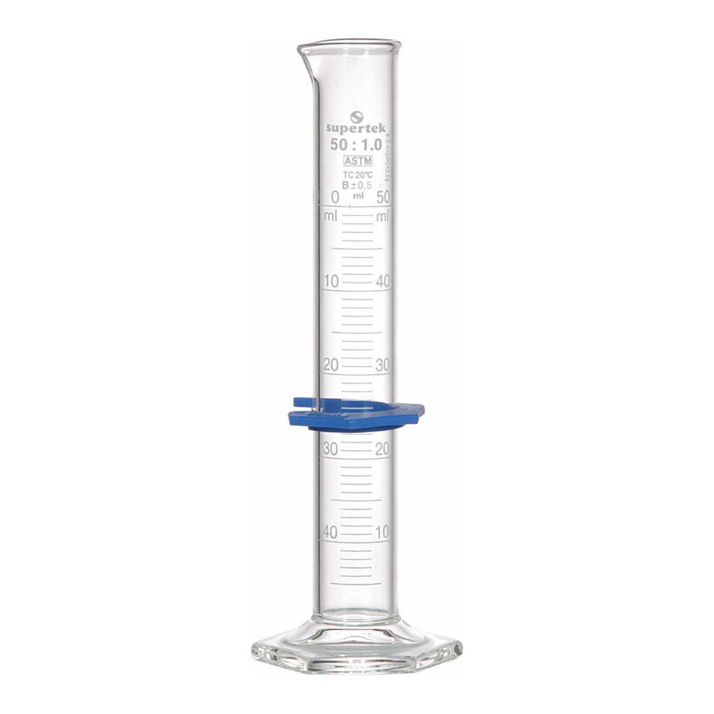 Supertek Measuring Cylinder Graduated , Hex Base, TD Class B (ASTM)