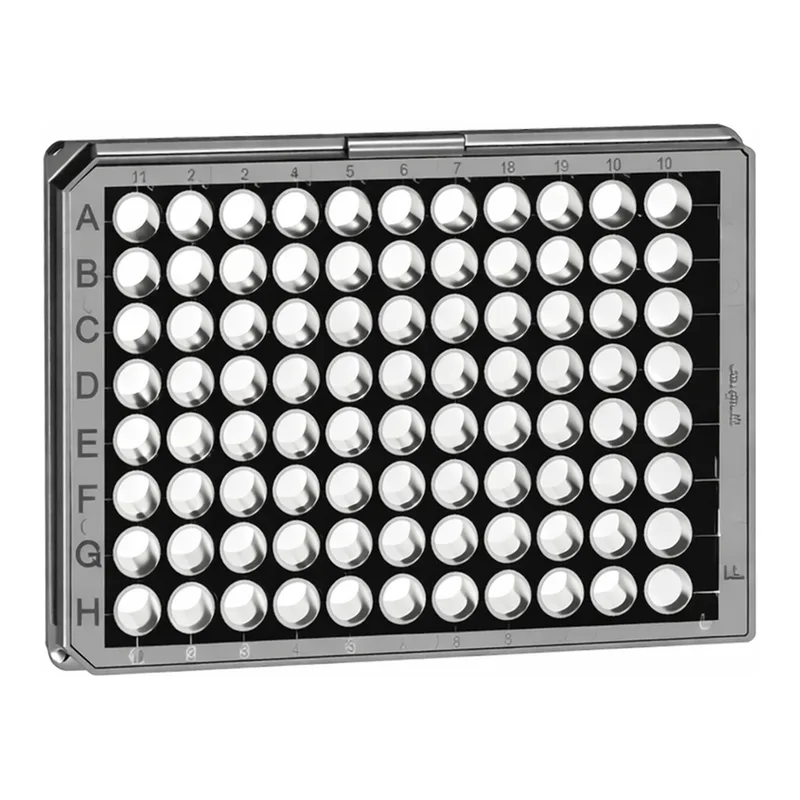 Greiner Bio One MICROPLATE, 96 WELL, PS, F-BOTTOM (CHIMNEY WELL)µCLEAR®,BLACK,HIGH BINDING, STERILE, 10 PCS./BAG