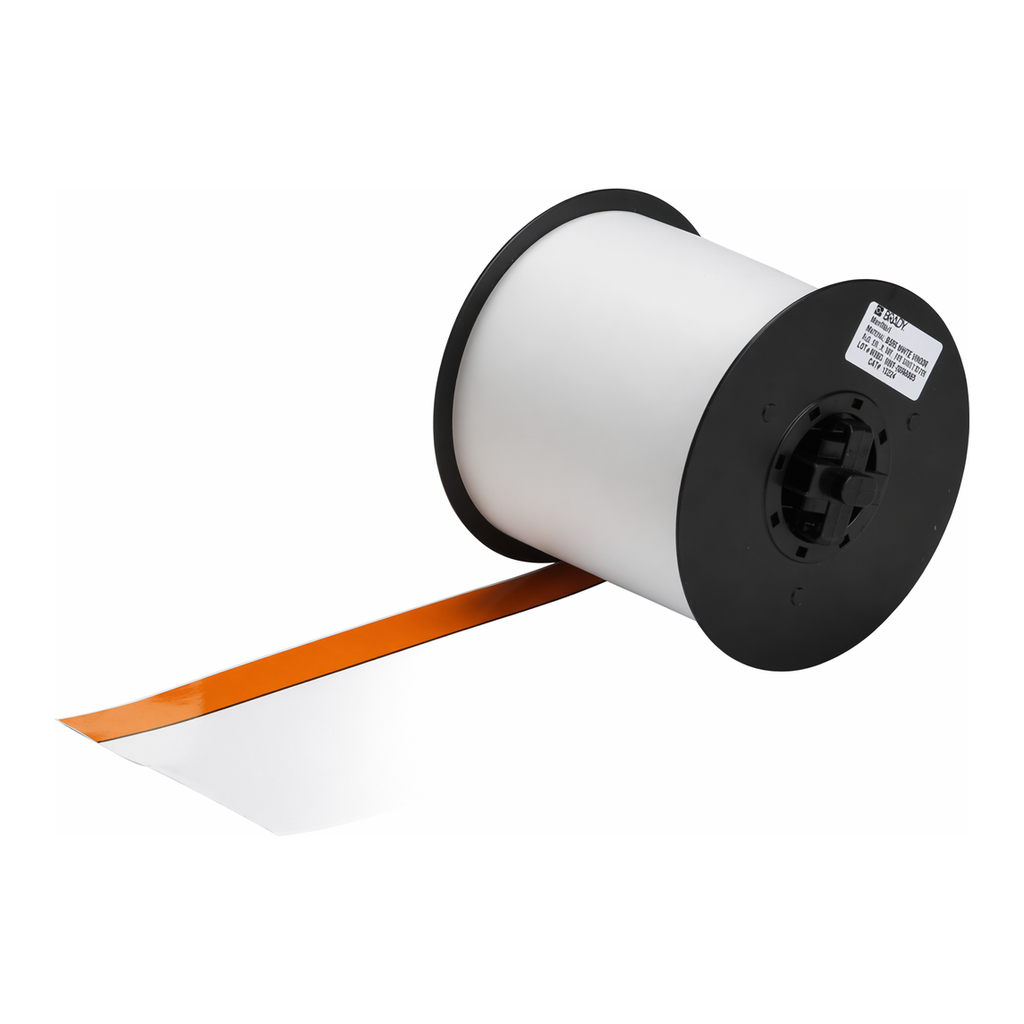 Brady All Weather Permanent Adhesive Vinyl Label Tape for MiniMark Printer - 4", Warning Header Stripe