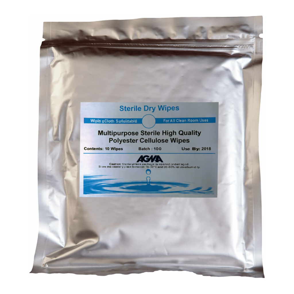 STERILE HIGH QUALITY POLYESTER CELLULOSE DRY WIPES 68 GSM