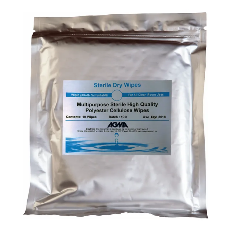 STERILE HIGH QUALITY POLYESTER CELLULOSE DRY WIPES 68 GSM