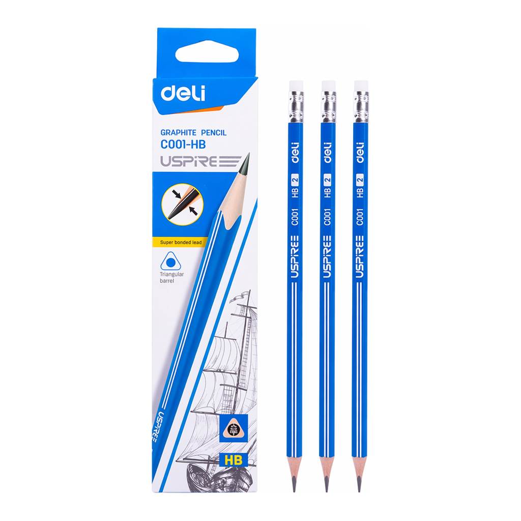 OFFICENEX DELI EC001 블루 삼각연필 HB (12자루/타)